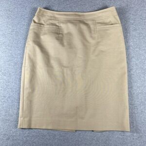 Halogen Skirt Womens 2 Tan Pencil Lined Back Vent Career Office Wear Knee Length